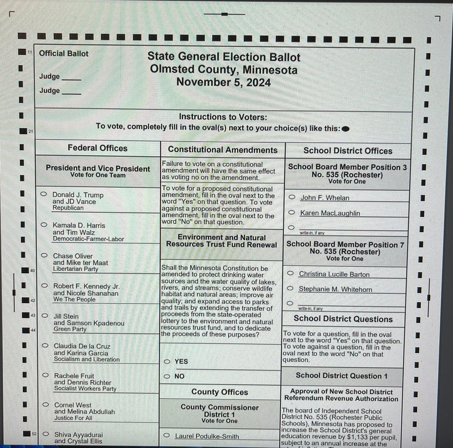 Sample Ballots from MNSOS Include Timing Marks and Lack "SAMPLE"